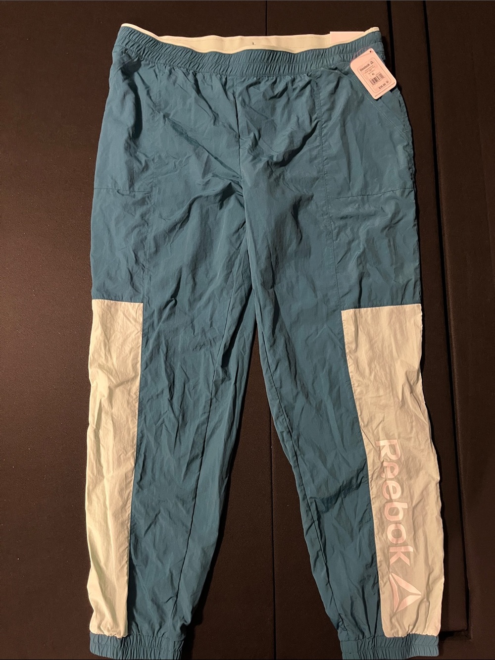 Reebok Teal and White Paneled Joggers